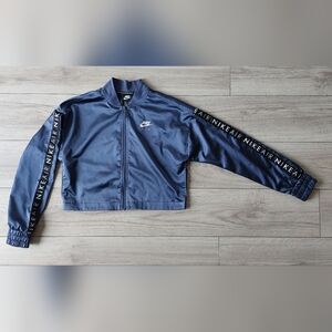 Nike Air Womens Purple Blue Satin Full Zip Jacket Cropped Size XS